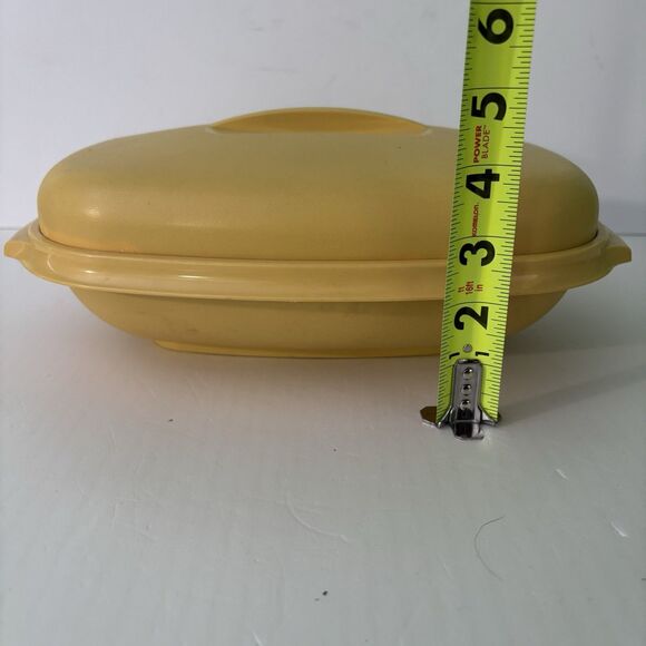 Tupperware Harvest Gold Steamer Oval Bowl Vintage 70s Made in USA 1274-5, 1273-6 - Picture 5 of 6